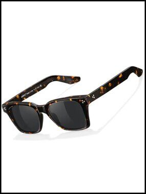 Mens Polarized UV400 Sunglasses Retro 90s Acetate Square Large Fit